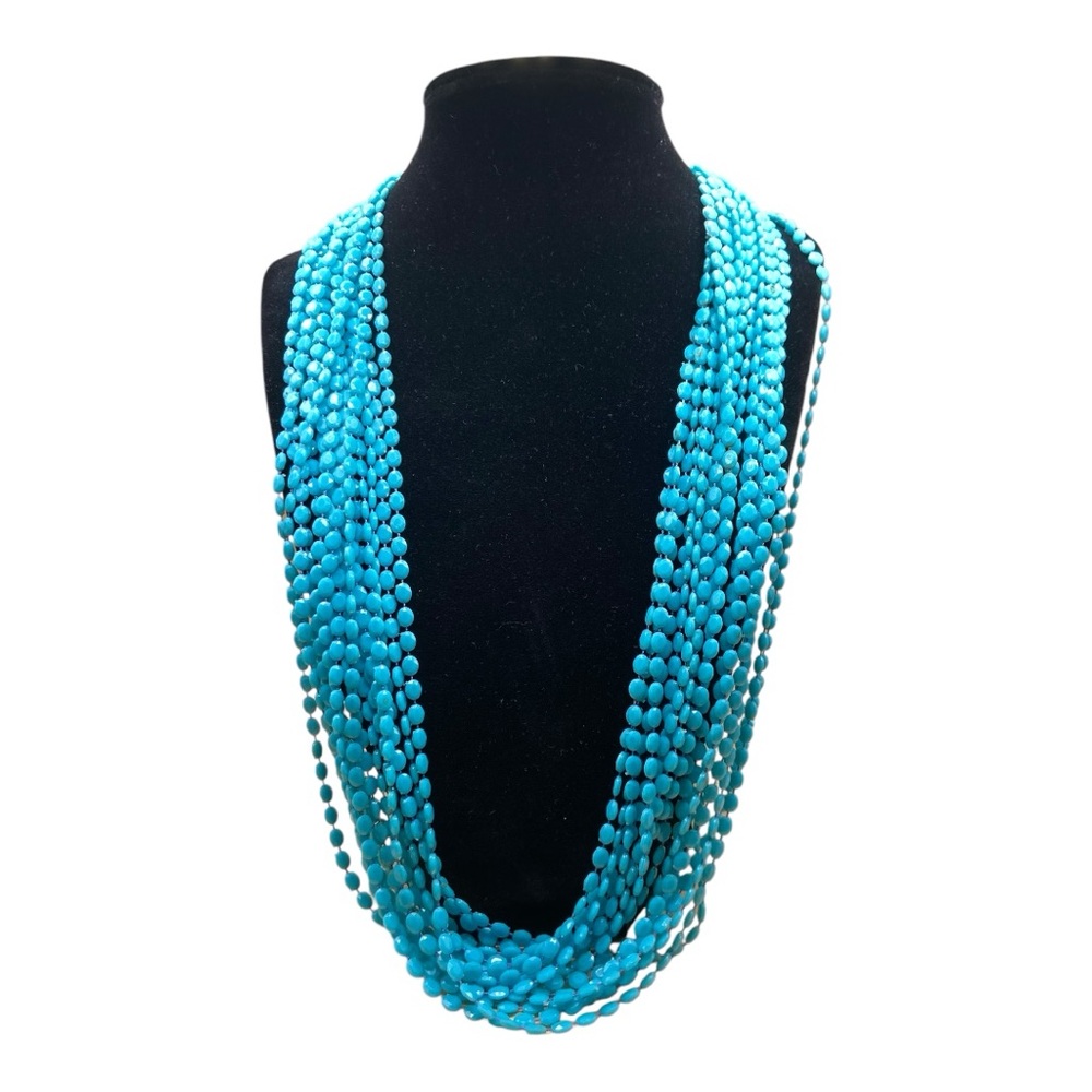 Vibrant Blue Multi-Strand Beaded Necklace Vintage 1950s